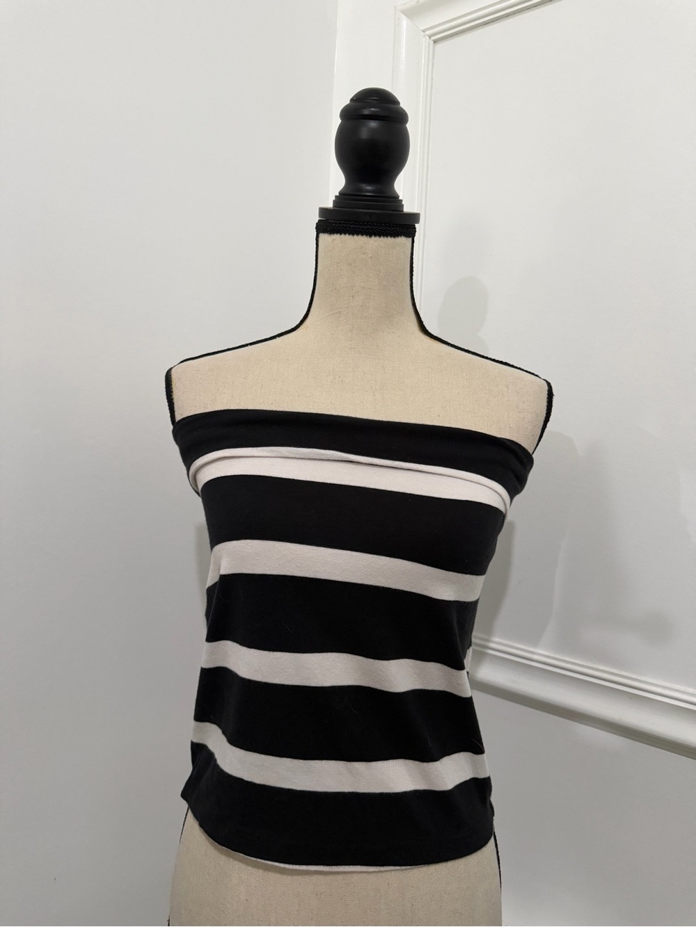 Zenana Outfitters Black & White Striped Off-Shoulder Tube Top